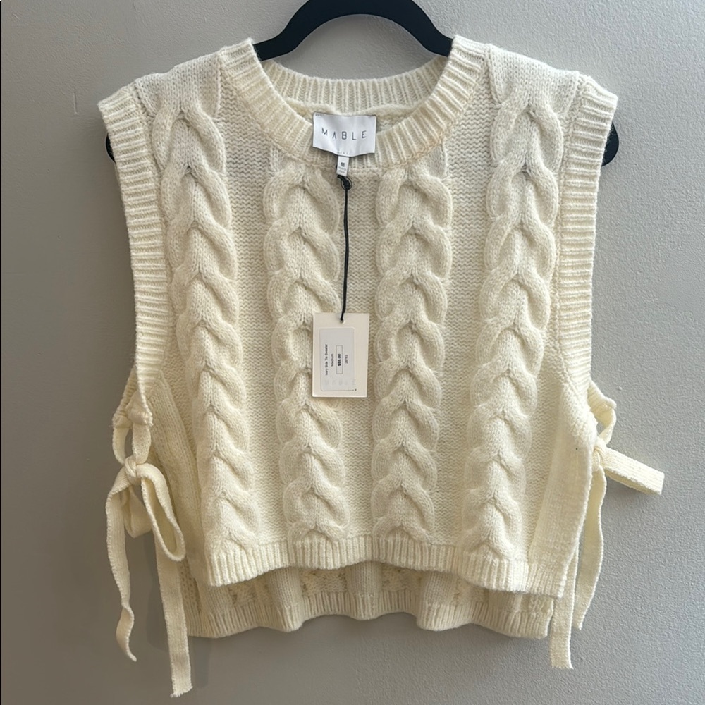 Mable Cream Cable Knit Sweater Vest